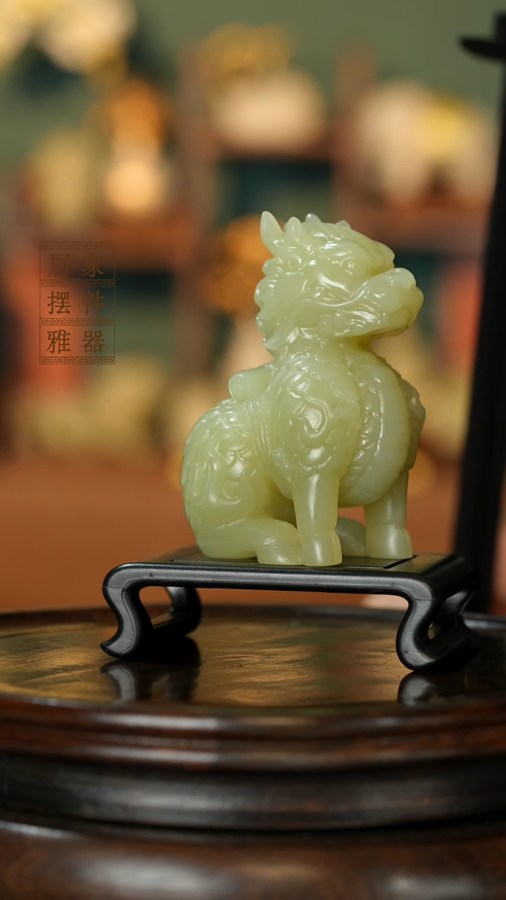 玉《麒麟献书》摆件
