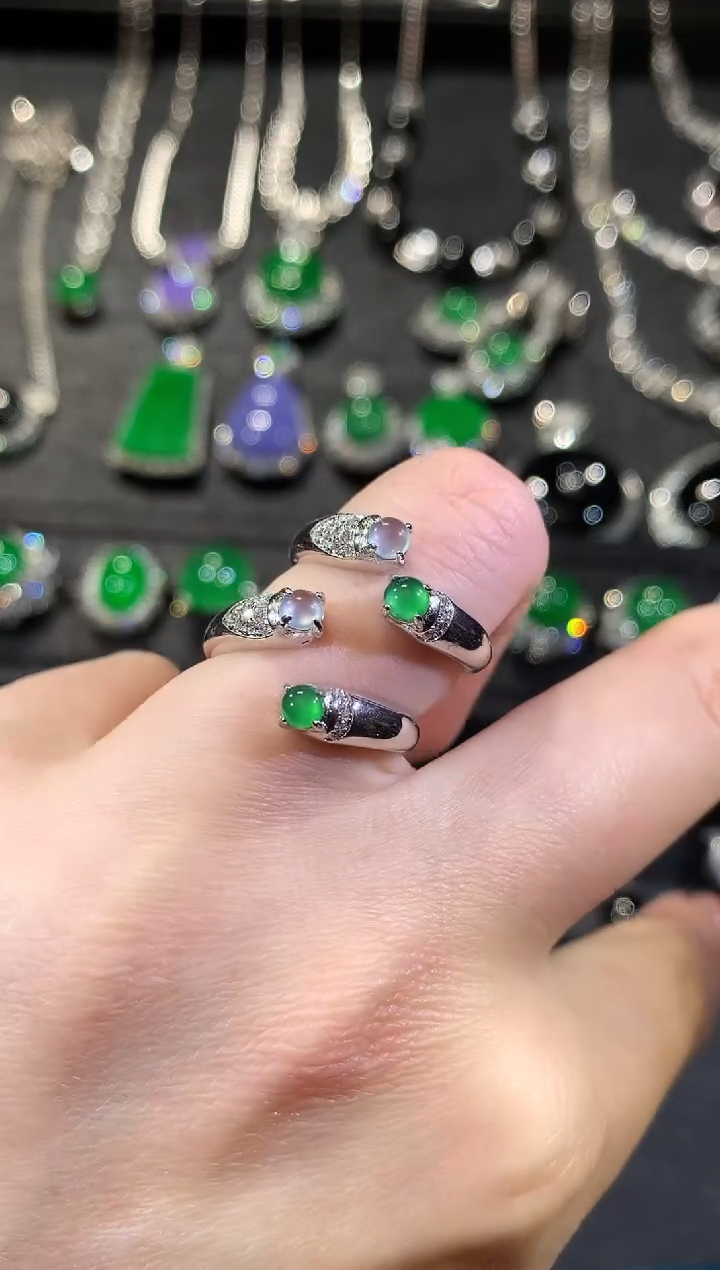 【闪购商品】翡翠戒指银S925镶嵌1-戒指（多样性发货一件