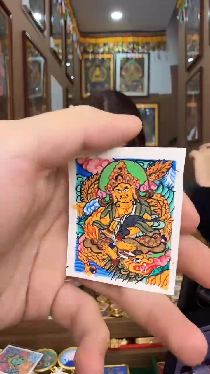 吊坠黄财神-纯手绘唐卡