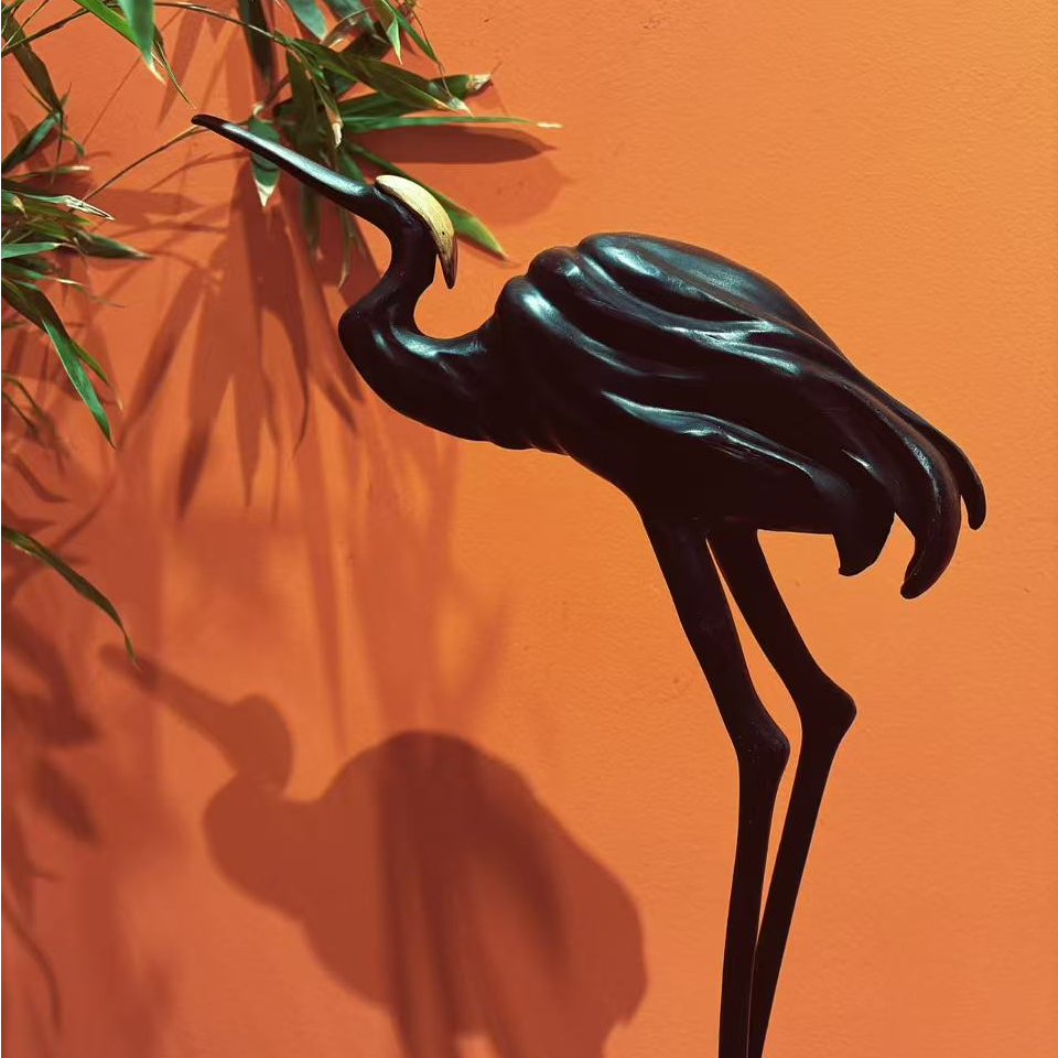 方红新根雕作品 闲云野鹤 根雕香炉仙鹤大号