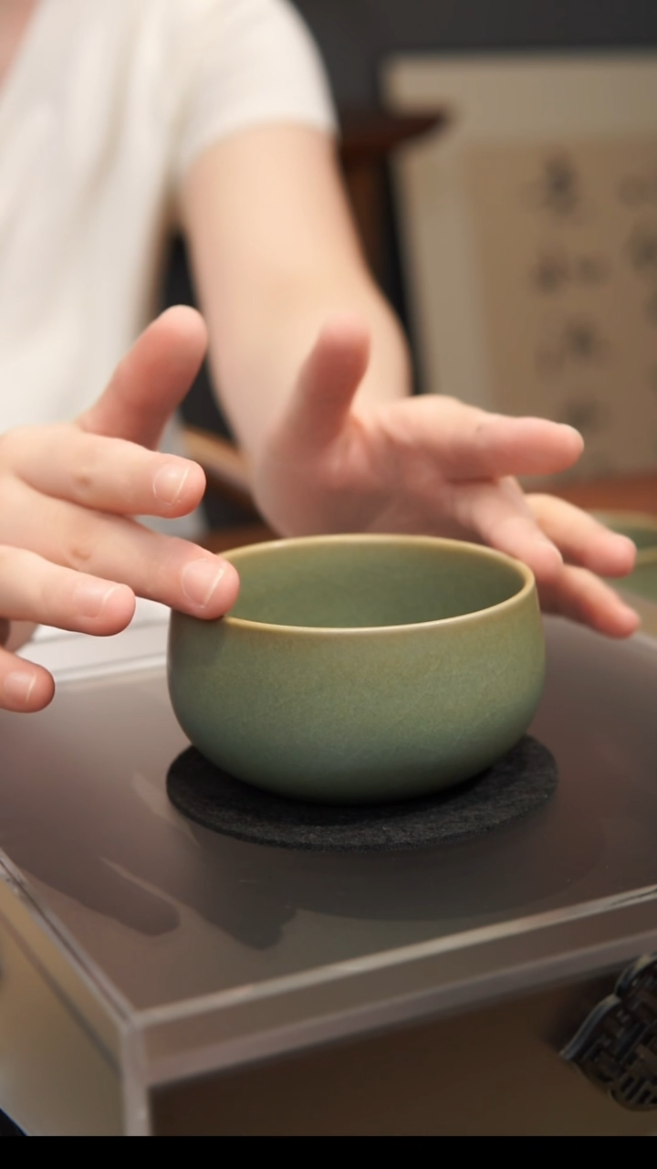 杯哥****壳竹节杯  汝州原产地  原矿老釉  带底款