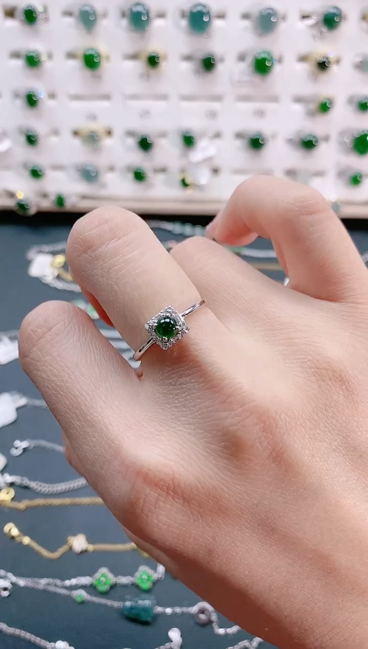 【闪购商品】翡翠戒指银S925镶嵌天然翡翠