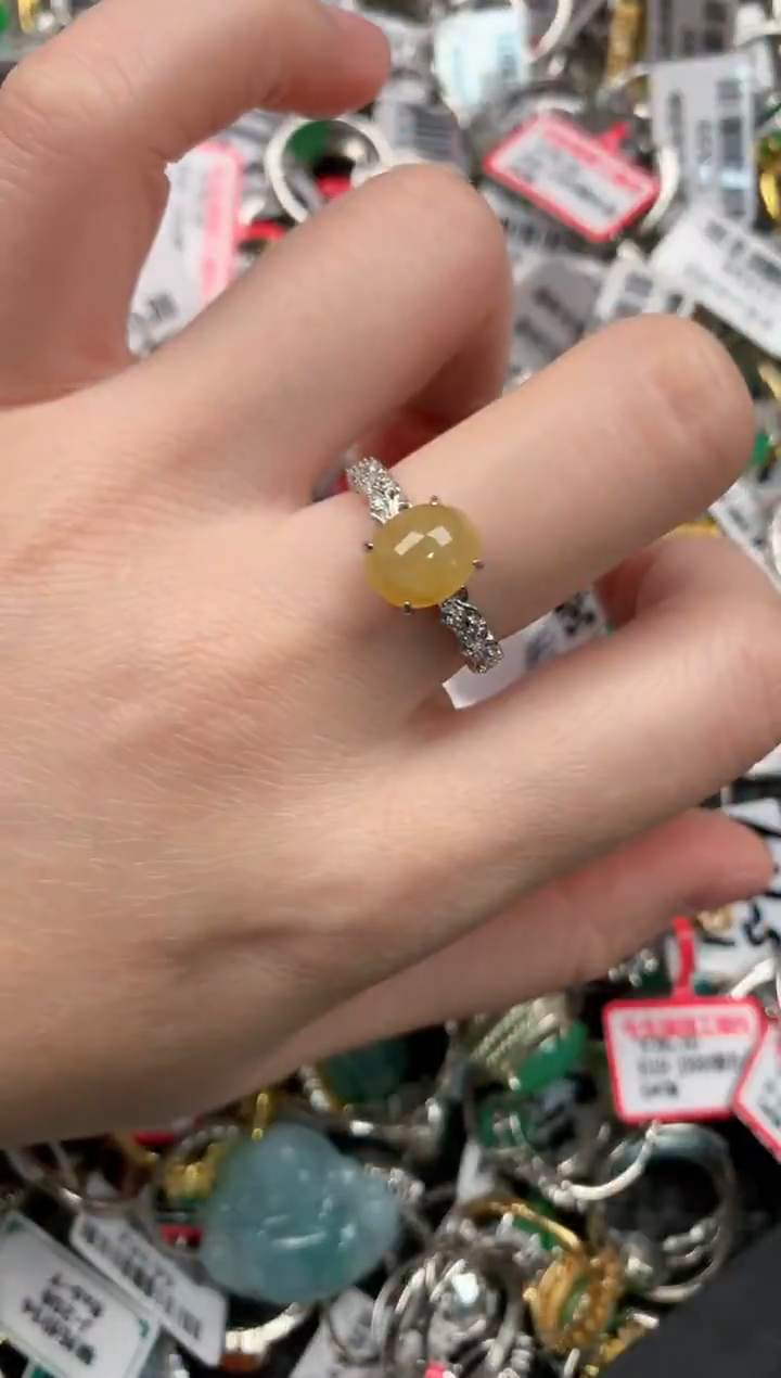 银S925镶嵌戒指翡翠55--8