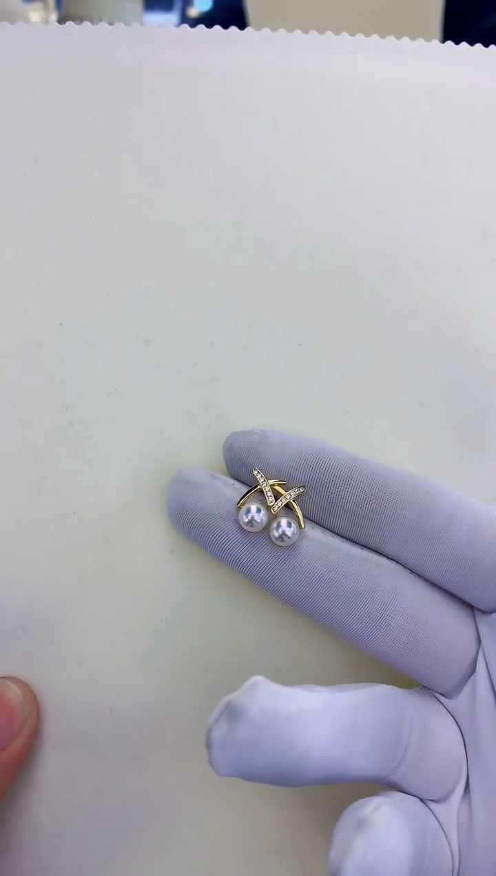 银S925镶嵌饰品海水珍珠设计款耳钉