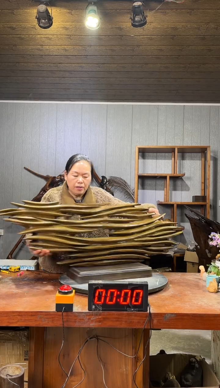 金丝楠大*阴沉木步步高升摆件