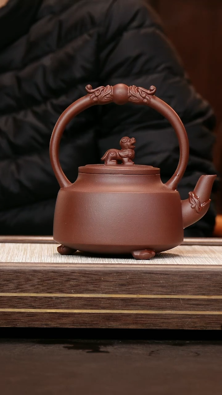 茶壶紫砂茉**嗅云根料 提梁