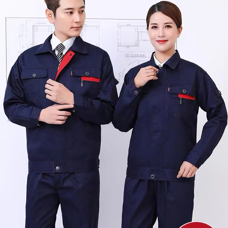 1春秋纯棉小拉链透气电焊汽修服车间工装劳保耐磨批发定制加厚