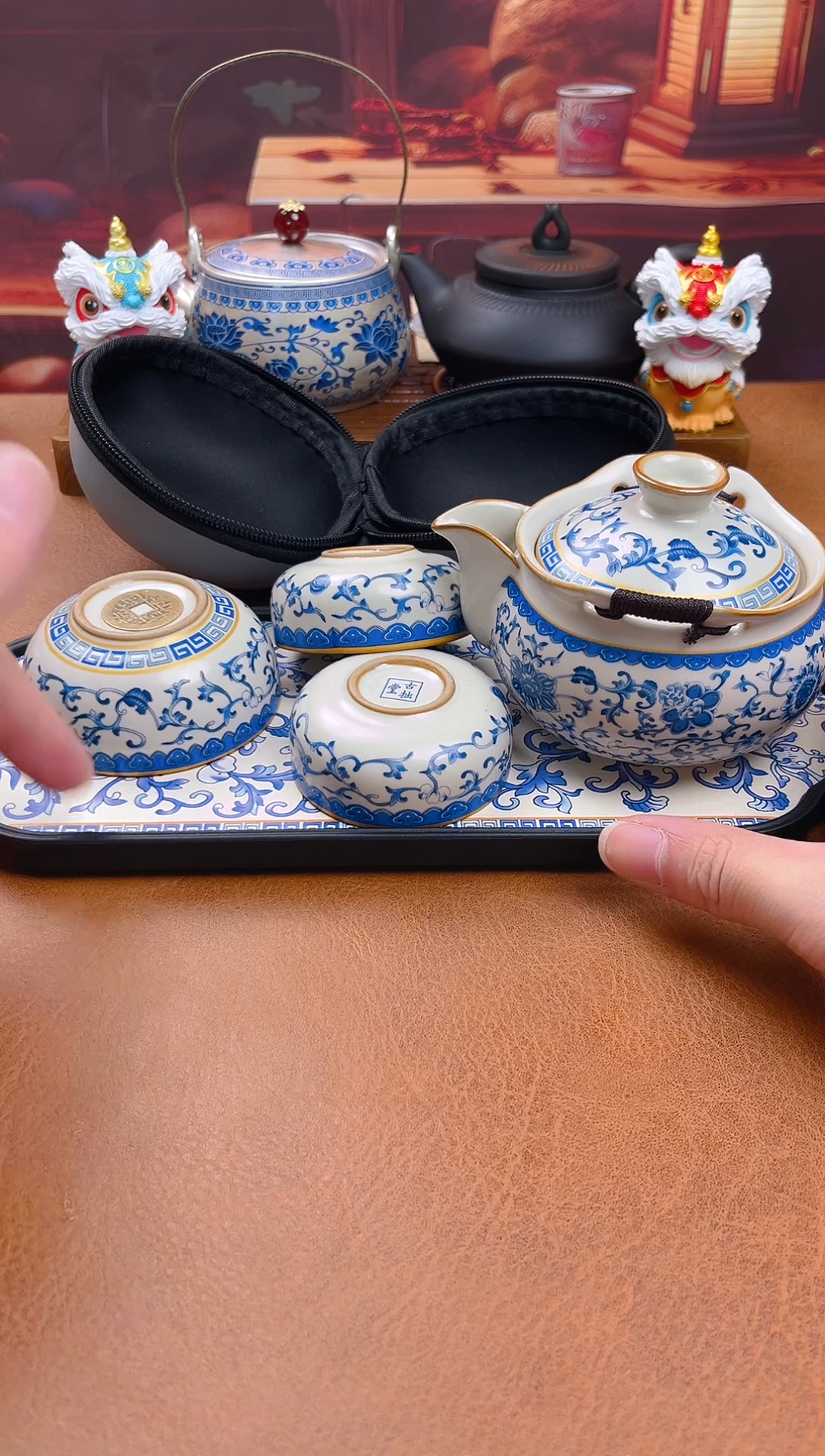 陶瓷茶具摆件旅行套组
