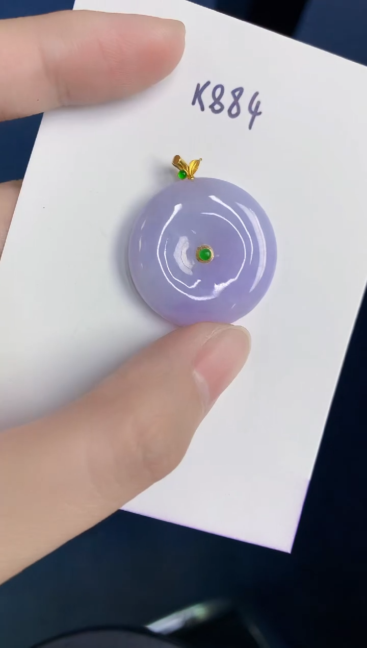 颈饰18K金镶嵌翡翠天然翡翠缅甸A货