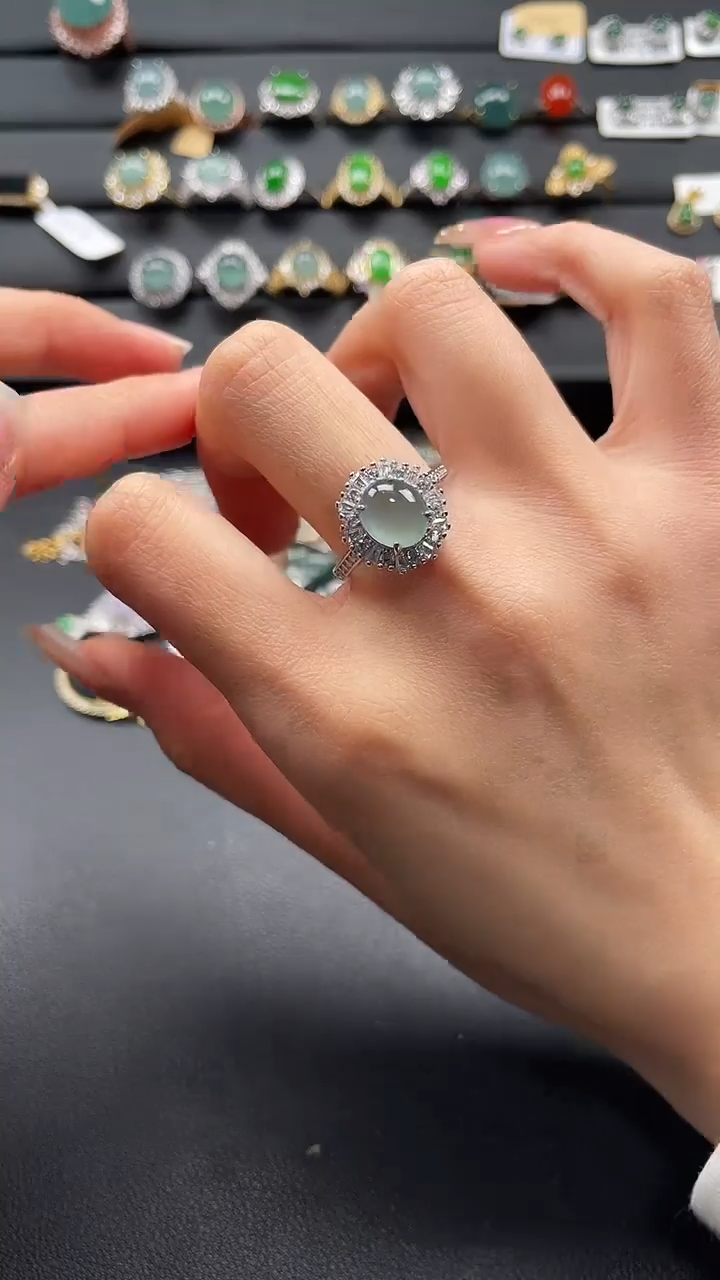 【闪购商品】翡翠戒指银S925镶嵌3463465