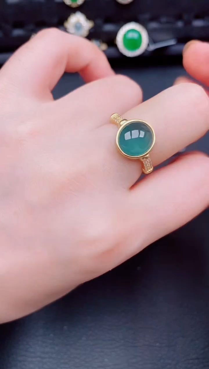 【闪购商品】翡翠戒指银S925镶嵌天然a货翡翠441