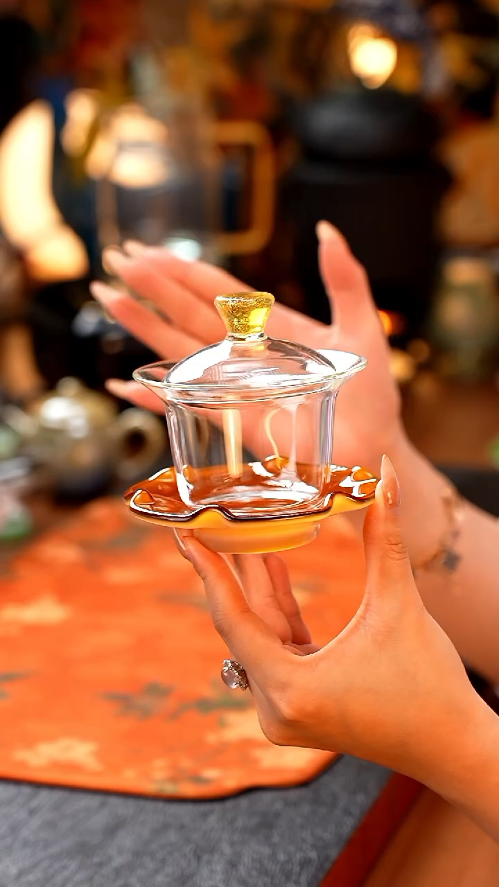 禾器/绮彩禾荷盖碗/金玉