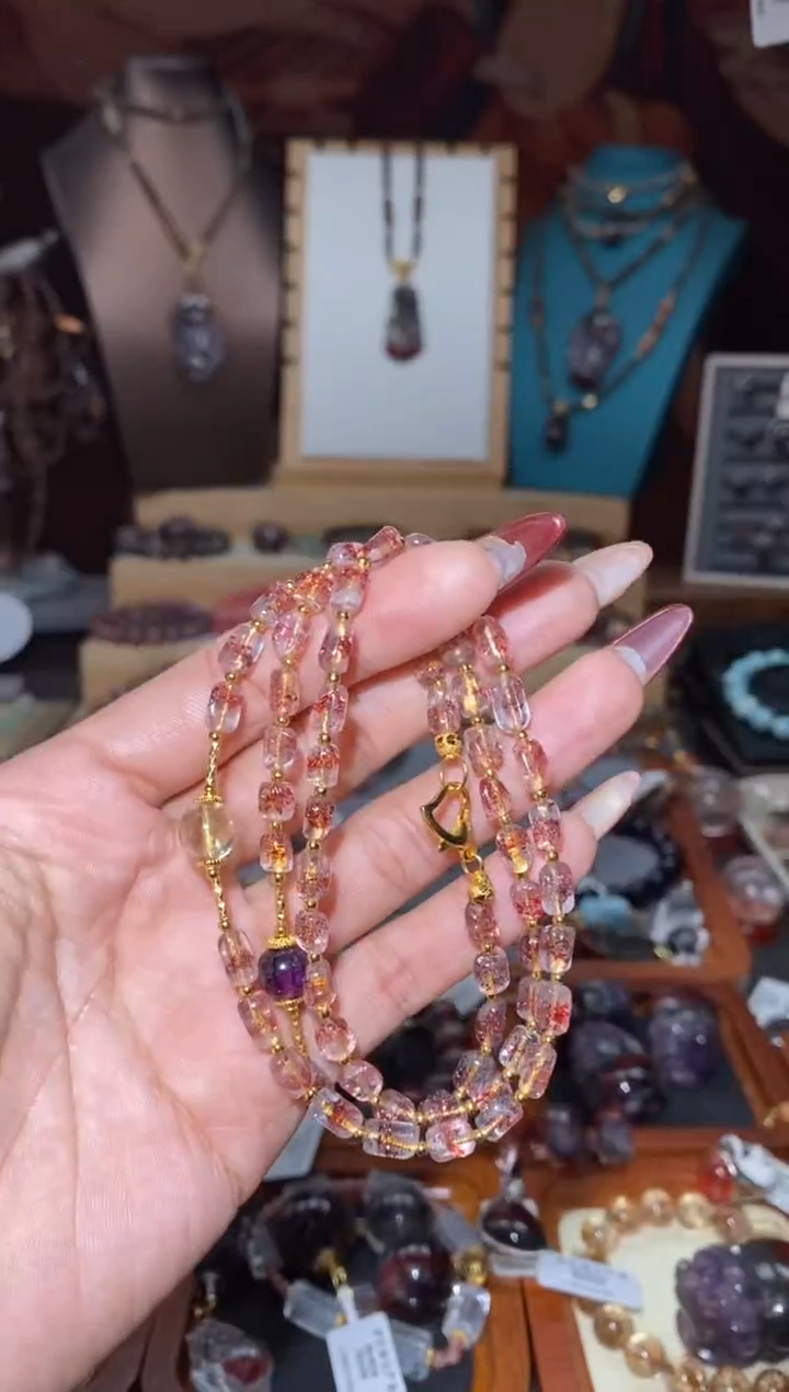 【闪购商品】水晶随形项链未镶嵌金草莓