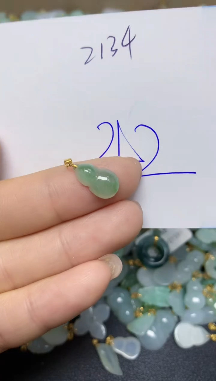 【闪购商品】翡翠挂件18K金镶嵌 天然翡翠A货