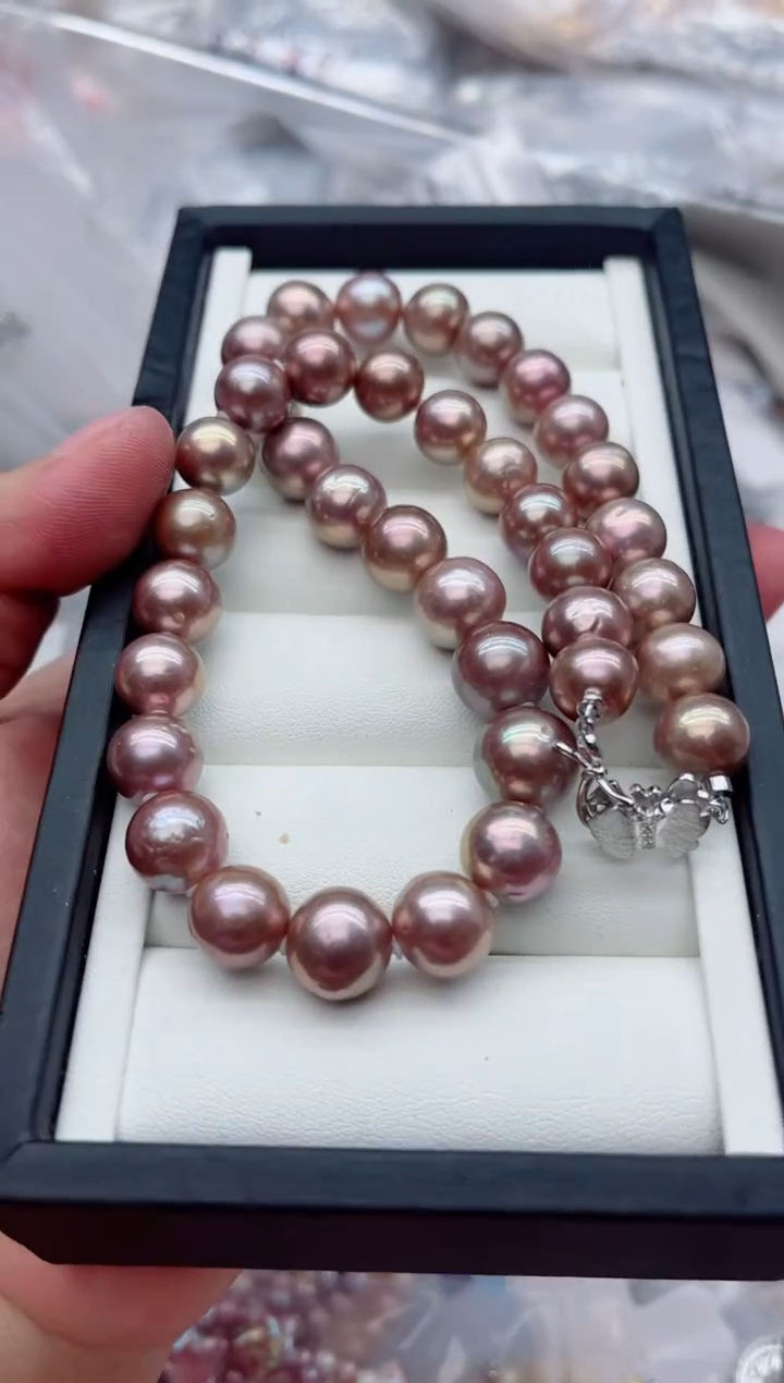 项链银S925镶嵌淡水珍珠非无暇