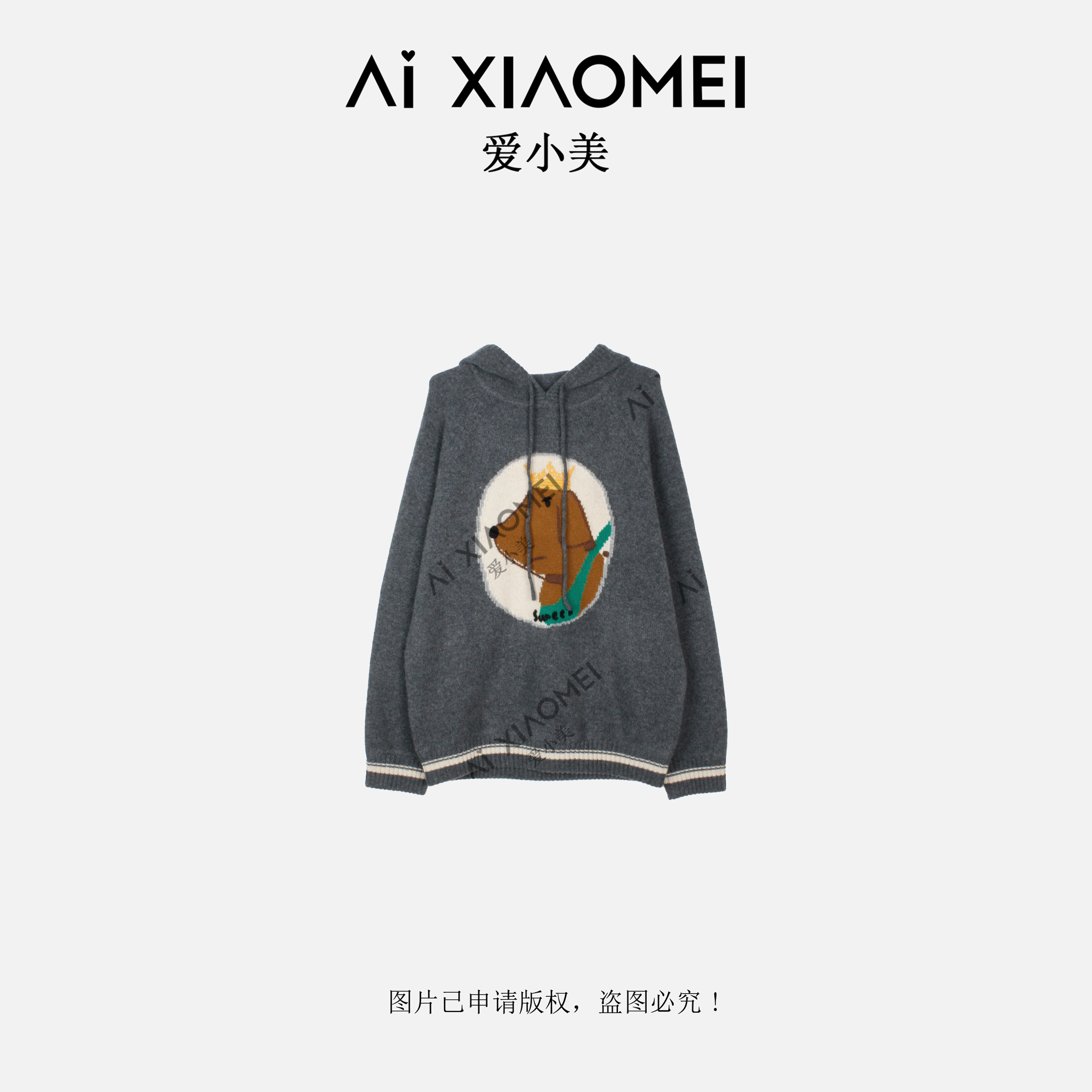 连帽重磅加厚保暖提花T级100山羊绒先手宽松毛衣YR08-1792