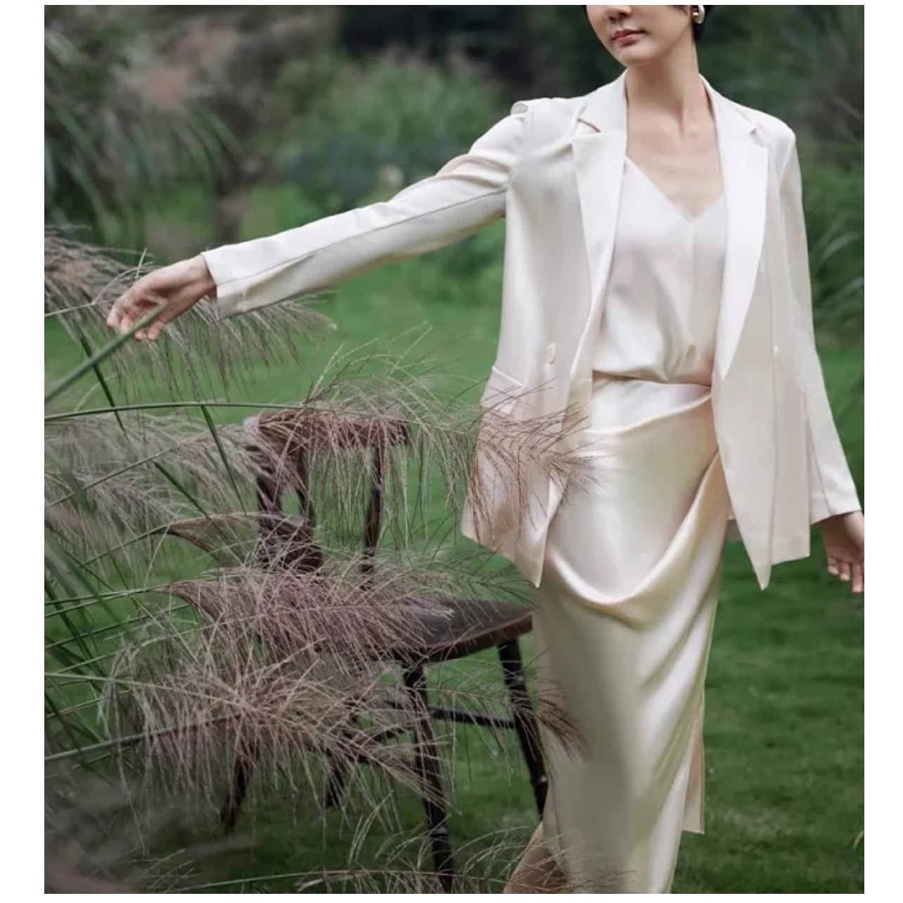 【ICS 丨 娜葆寇设计师女装】简约大气双面缎阔腿裤+西装外套