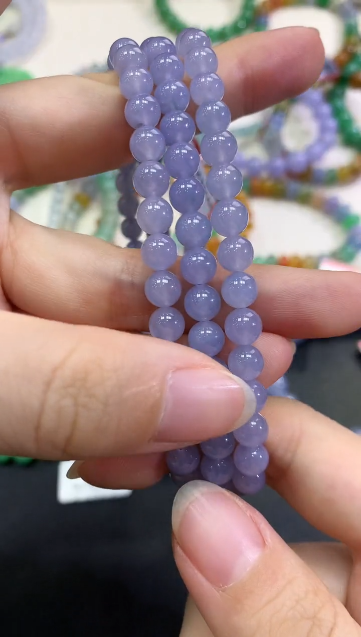【闪购商品】翡翠手串未镶嵌D94   紫货有色差   