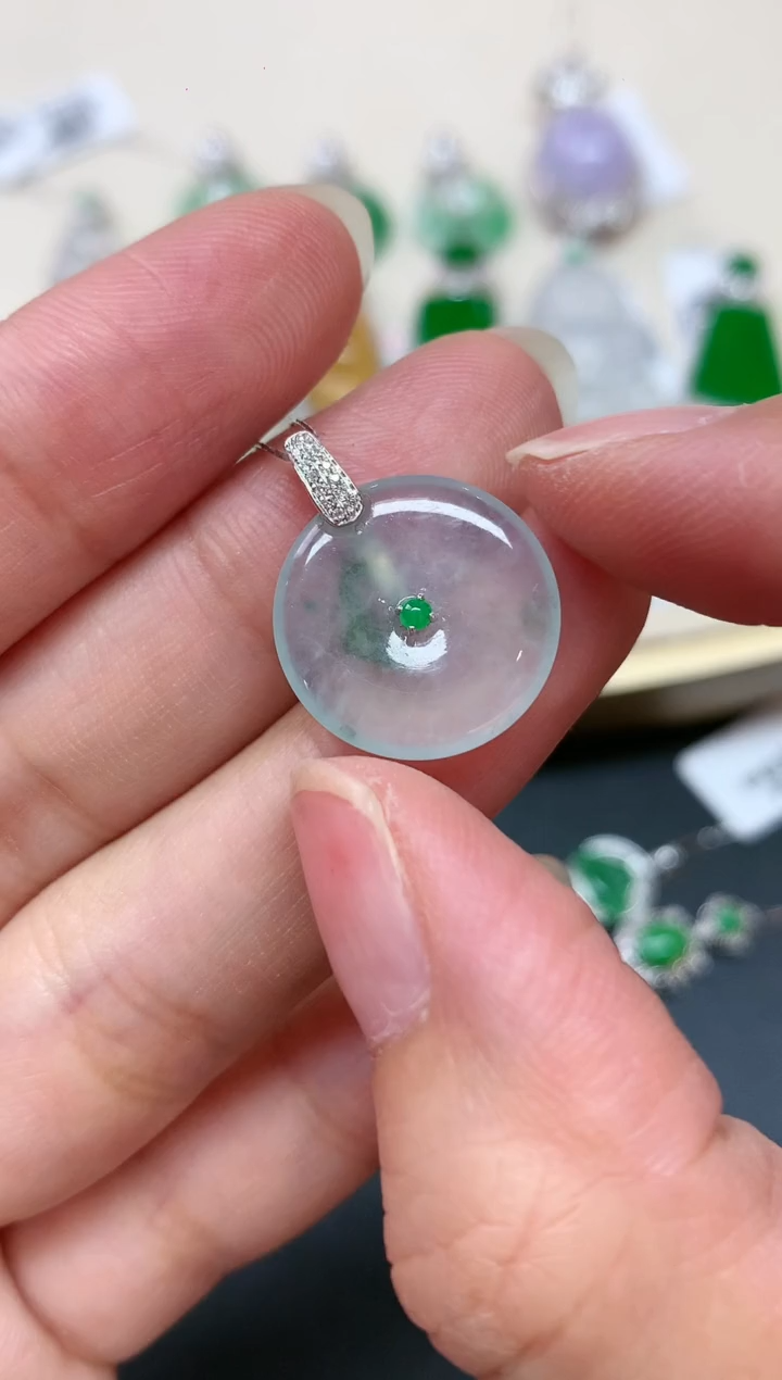 翡翠18K金镶嵌吊坠(不含链)A310|1980