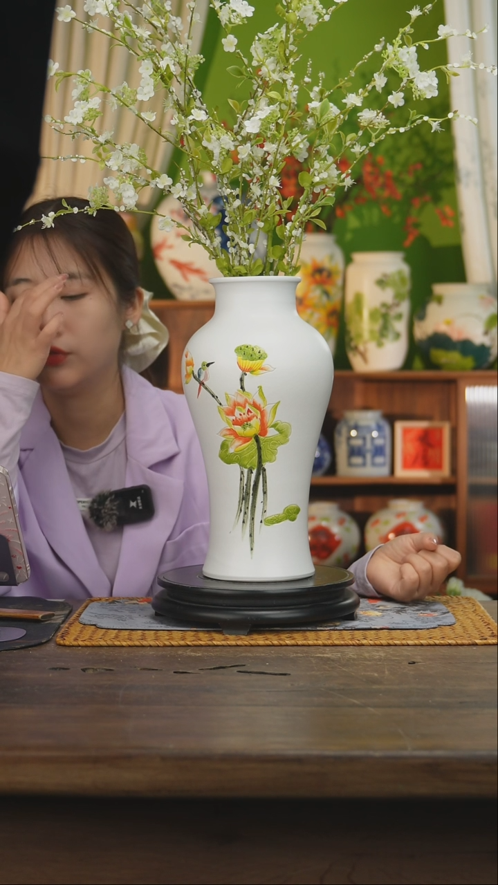 瓷片景德镇纯手工手绘花器摆件