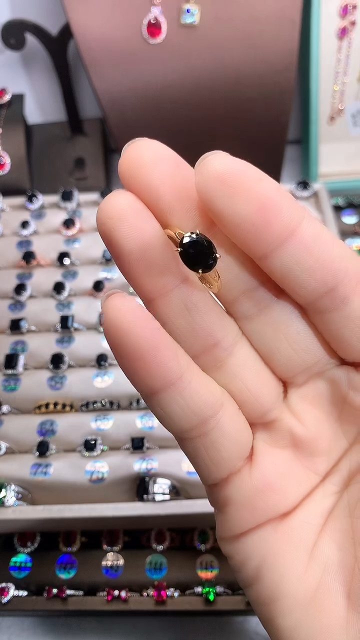 【闪购商品】蓝宝石戒指银S925镶嵌金色8.10山蓝