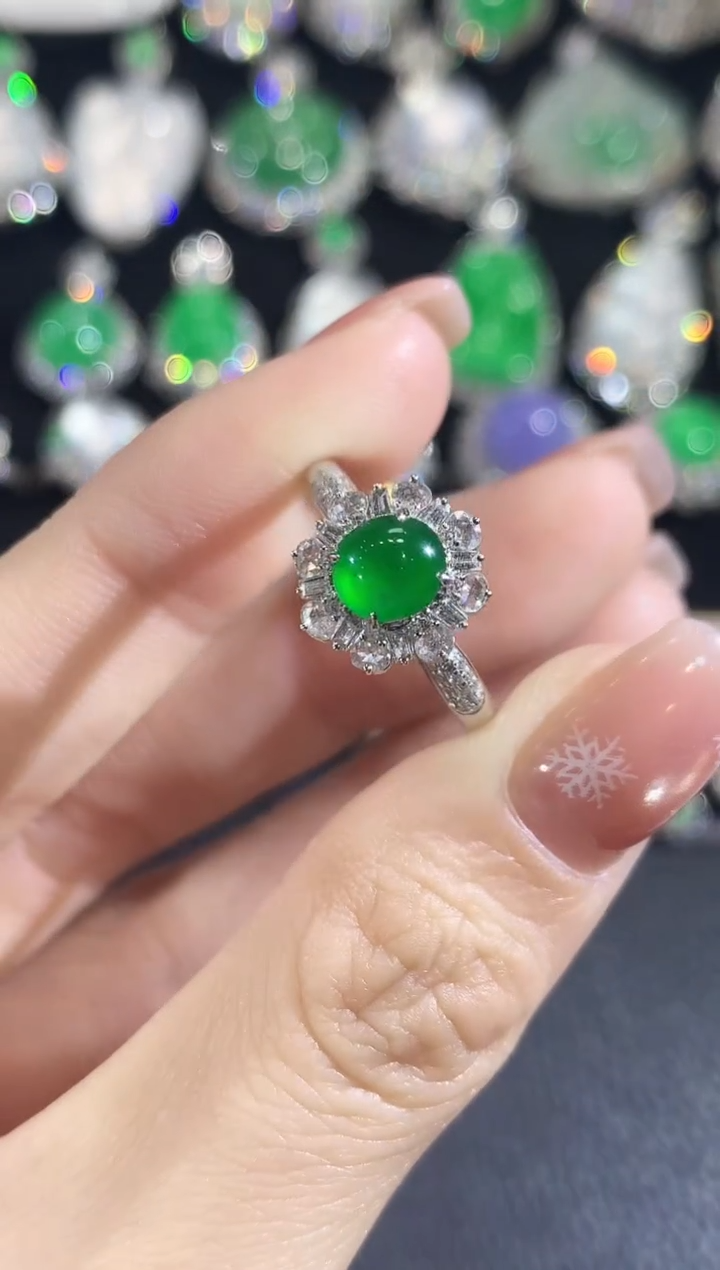 18K金镶嵌戒指翡翠C30翡翠