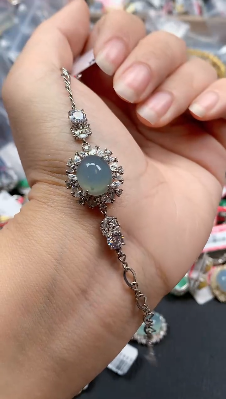 银S925镶嵌戒指翡翠天然A货缅甸翡翠