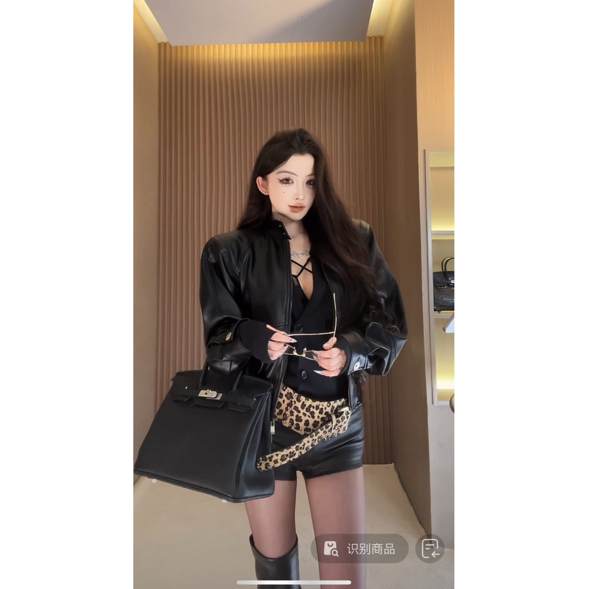 现货【PAN】秋季高级感短款正肩宽松皮衣外套P987