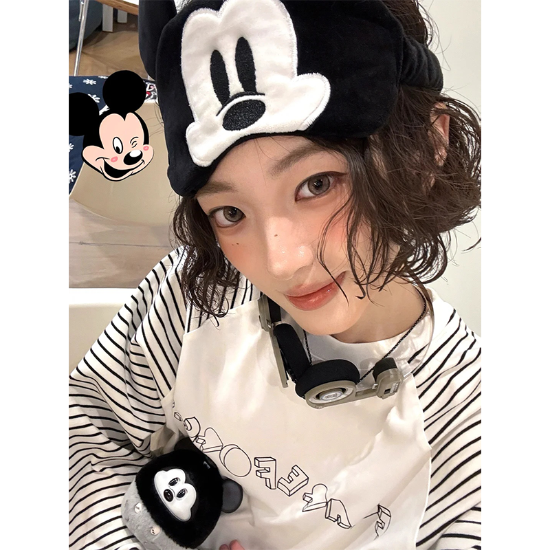韩版设计感小众宽松百搭长袖T恤女秋季ins休闲街头条纹慵懒风复古