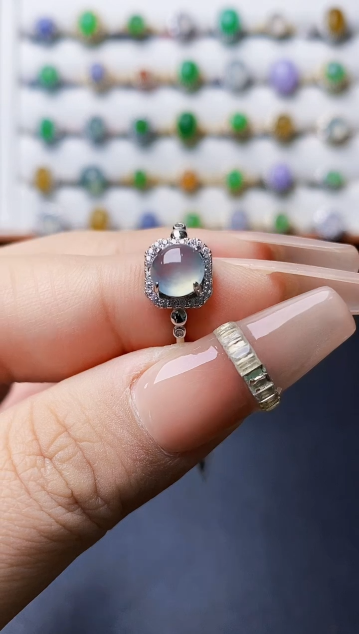 银S925镶嵌戒指翡翠0013