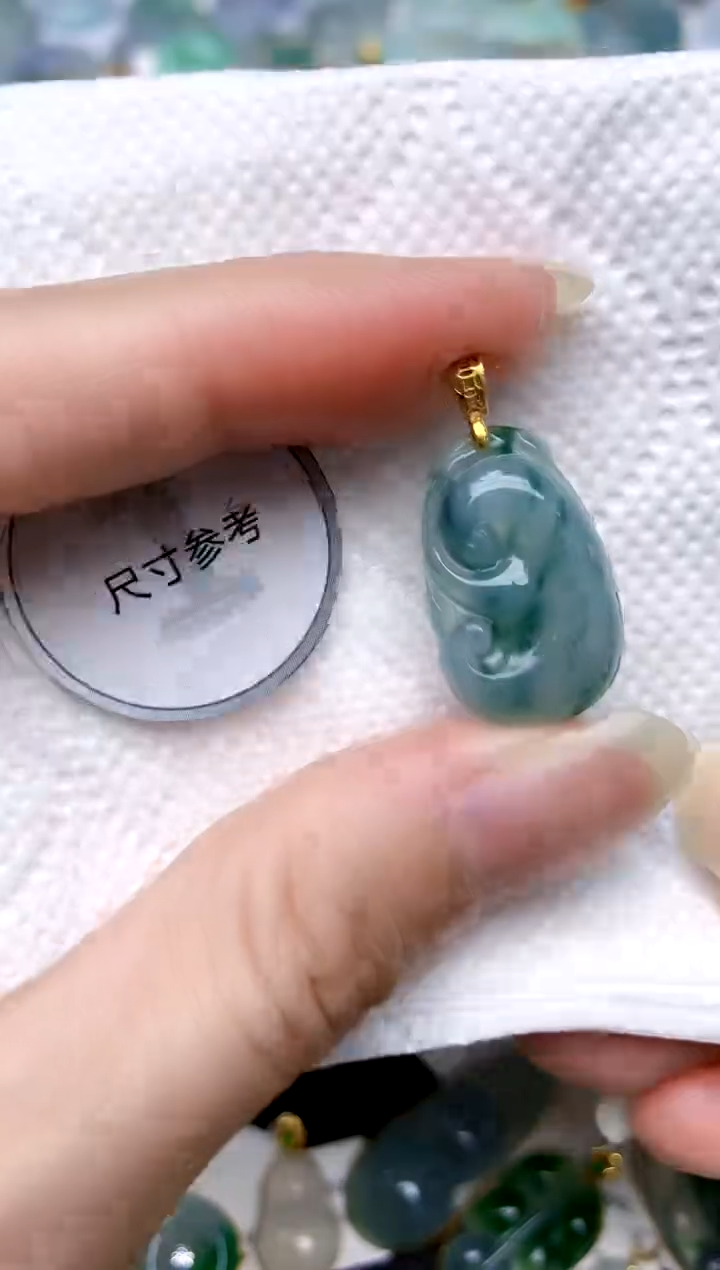 颈饰银S925镶嵌翡翠天然A货翡翠