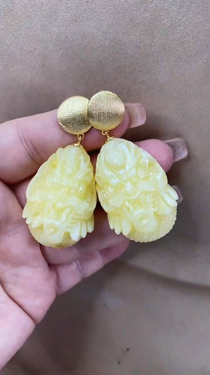 琥珀颈饰未镶嵌耳环