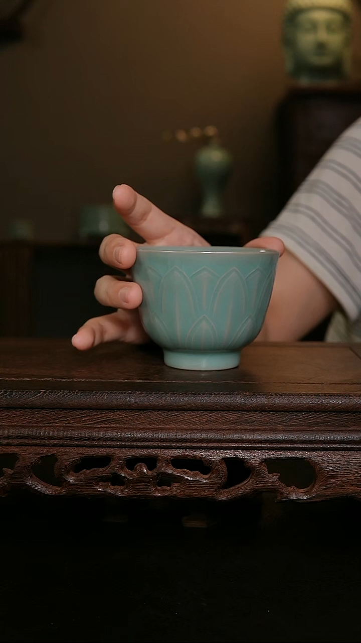 摆件仿古手工莲瓣杯