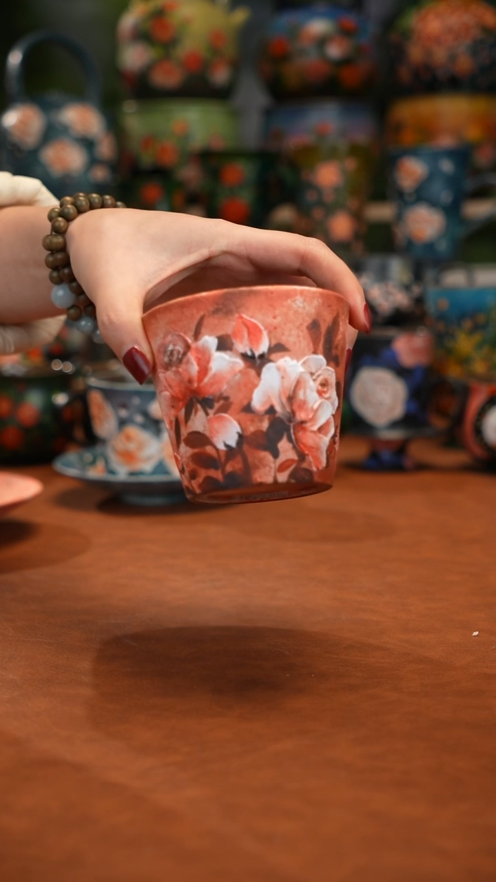 紫砂油画手绘釉下彩