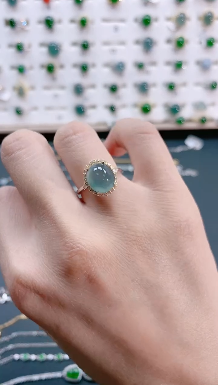 【闪购商品】翡翠戒指银S925镶嵌天然翡翠
