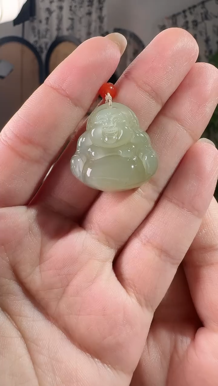 颈饰未镶嵌和田玉25晴水佛公 p