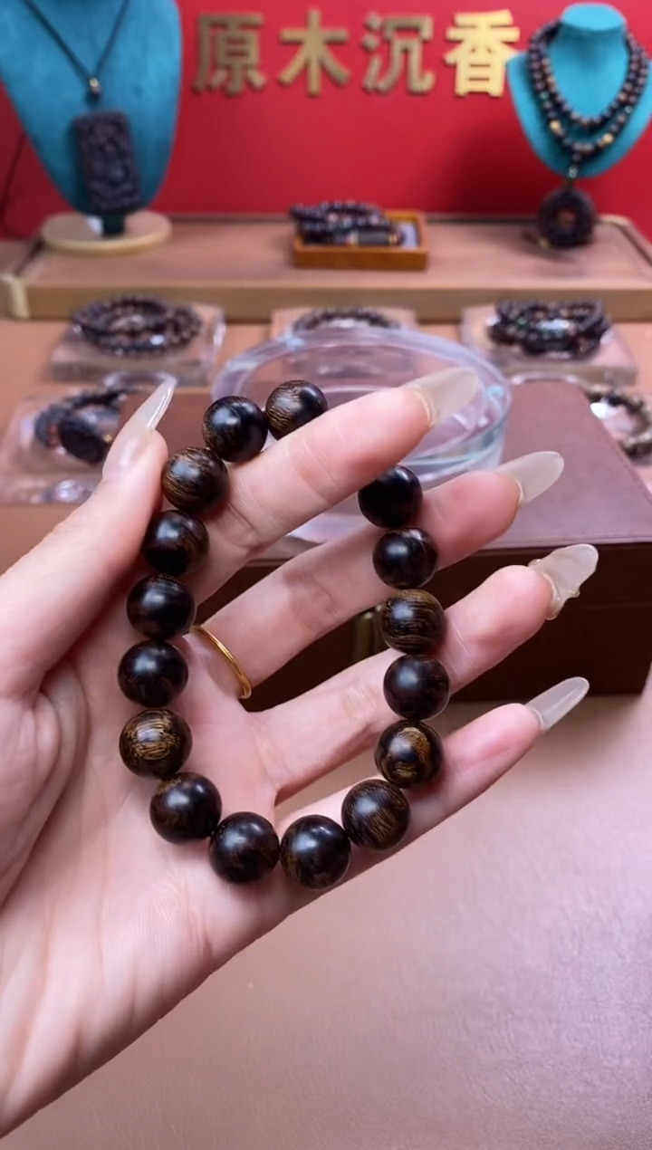 【闪购商品】沉香手串Y沉水越南芽庄白棋楠瘿子留疤12单圈