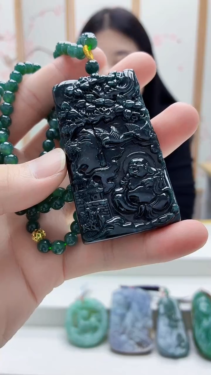 未镶嵌定制翡翠4812bb-毛货挂件45赠珠链