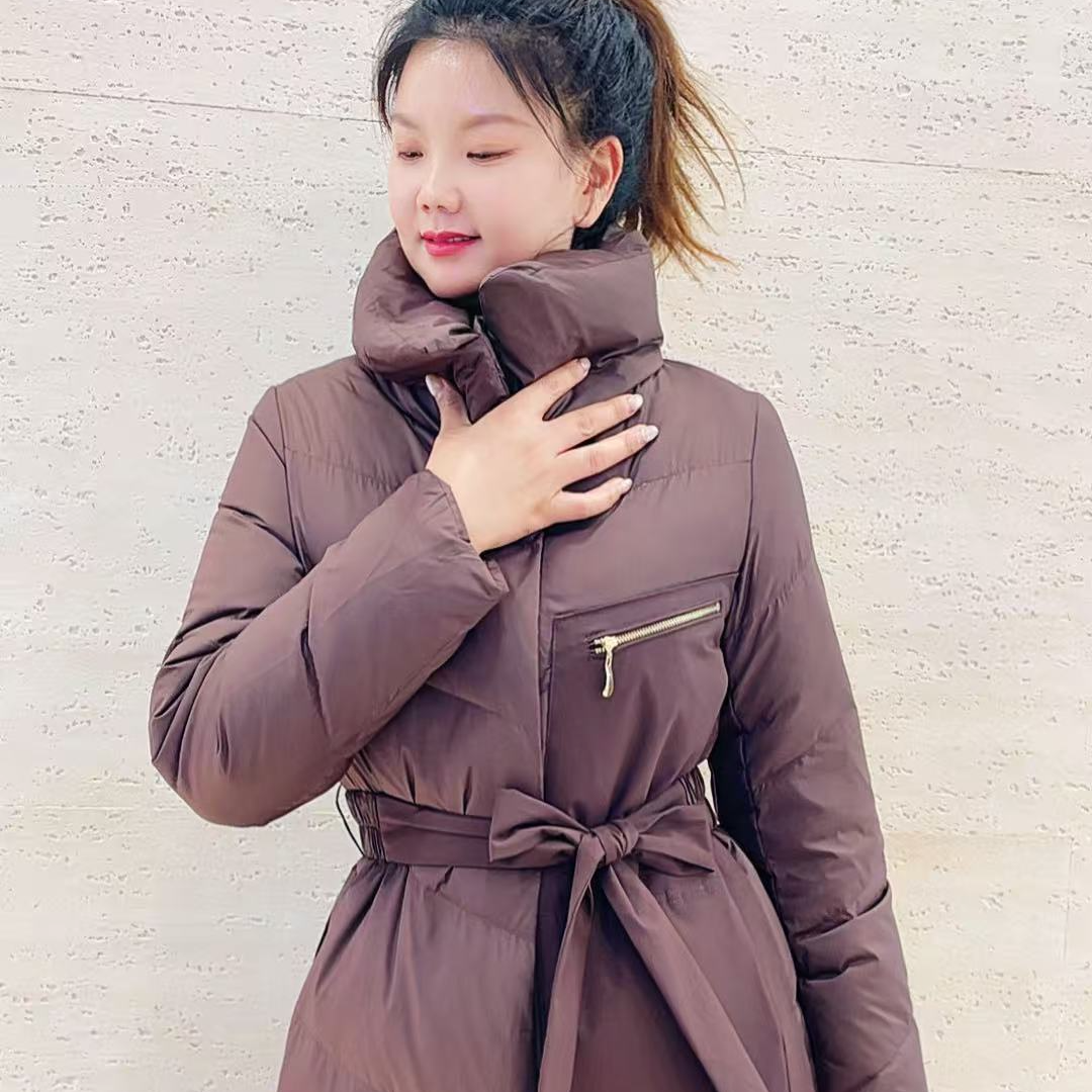 「品牌捡漏」长款收腰拼接羽绒服