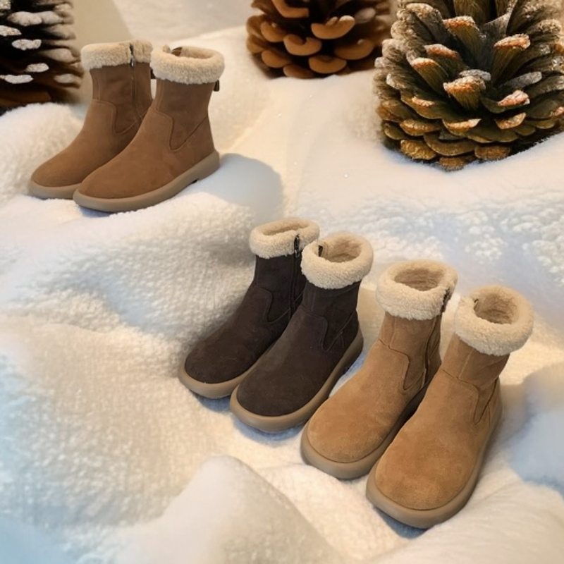 雪地靴女冬森系复古短靴女2025年新款棉鞋子加绒平底丑萌毛毛