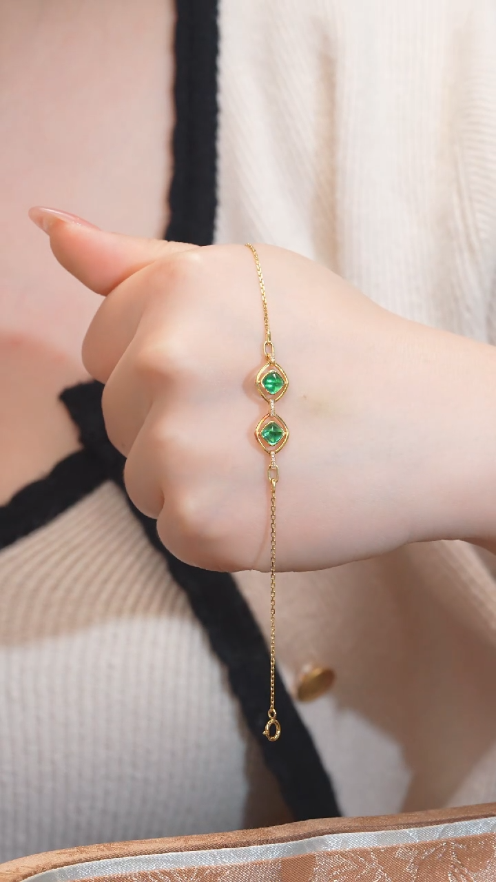 【闪购商品】祖母绿手链18K金镶嵌（1ct）@@U1301