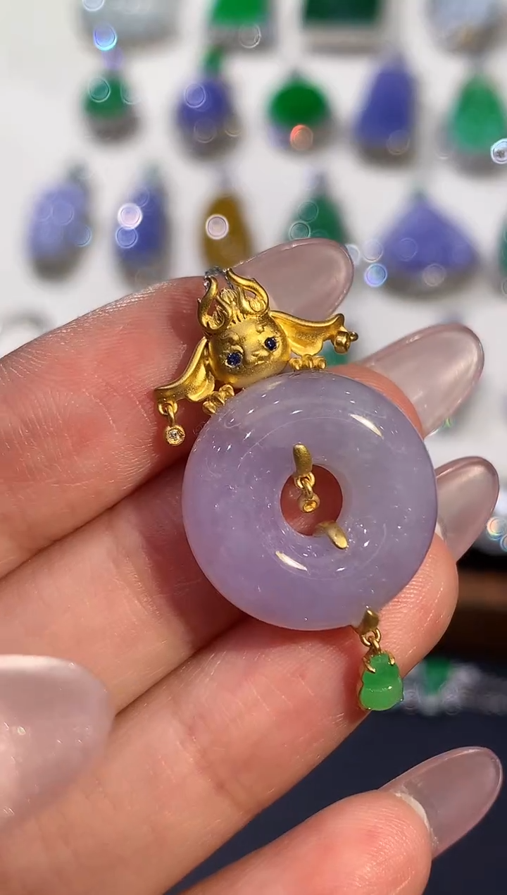 吊坠(不含链)18K金镶嵌翡翠X2332多样性发其一