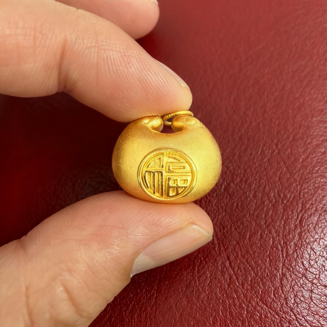 金之之黄金（足金999)  大大号胖福  素金  吊坠