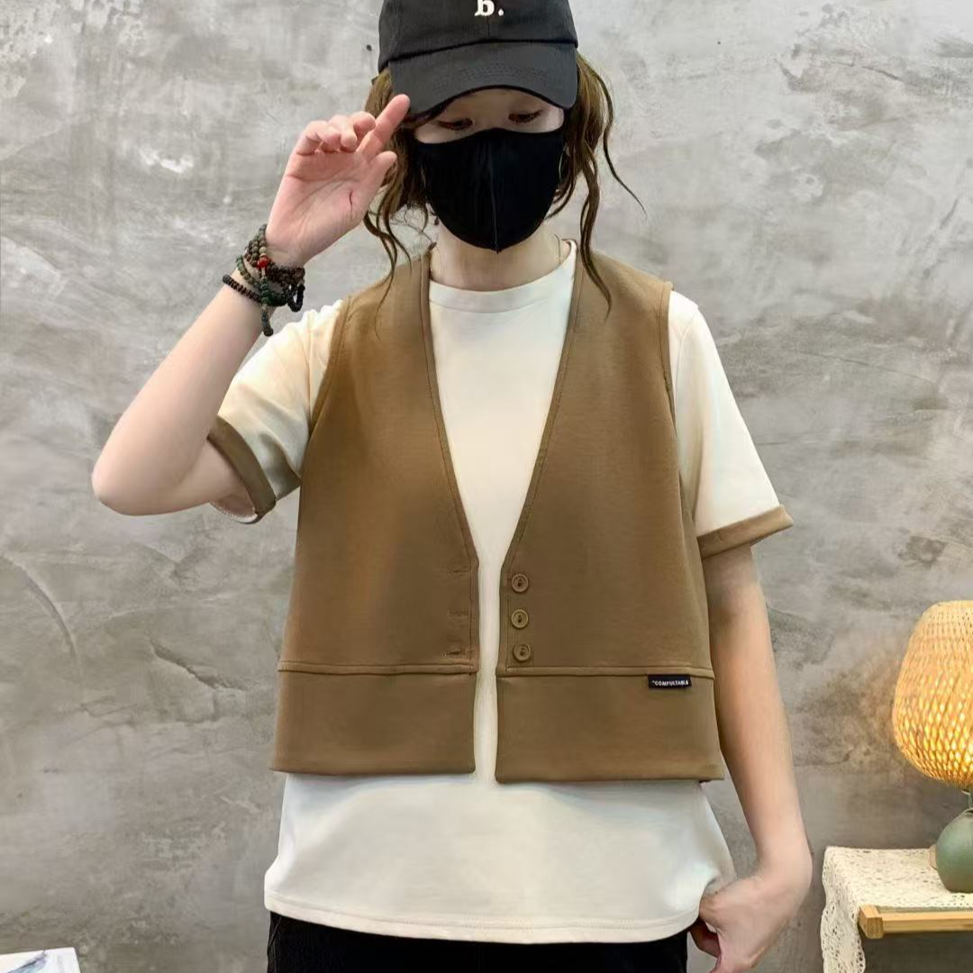 320 系扣马甲 三色 均码