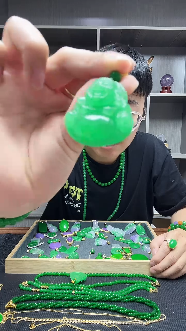 翡翠14K金镶嵌吊坠(赠链)吊坠