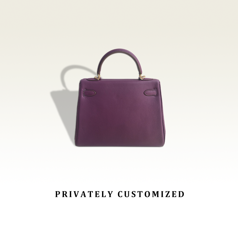 高定单肩腋下斜跨时尚内缝荔纹紫色女包