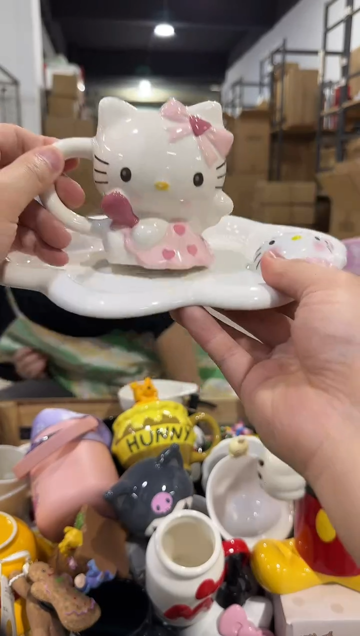 瓷片原盒kt猫天使一杯一碟
