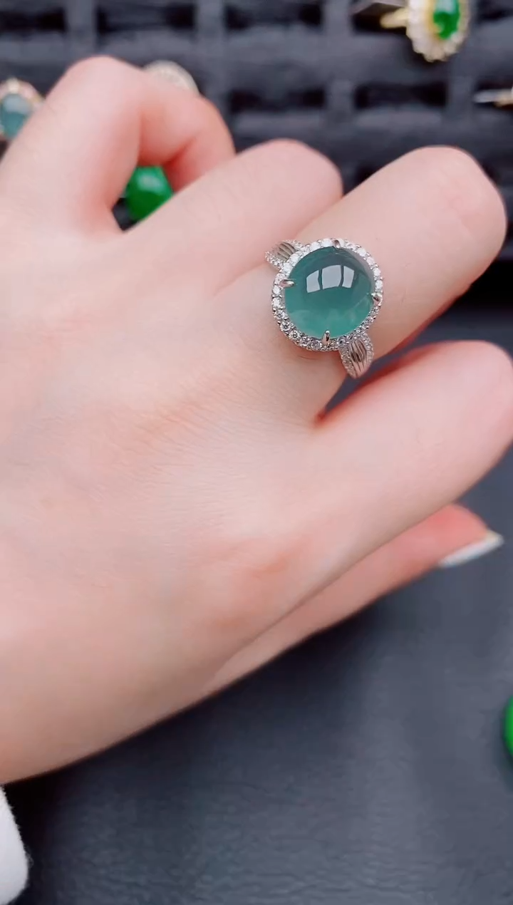 【闪购商品】翡翠戒指银S925镶嵌天然a货翡翠188