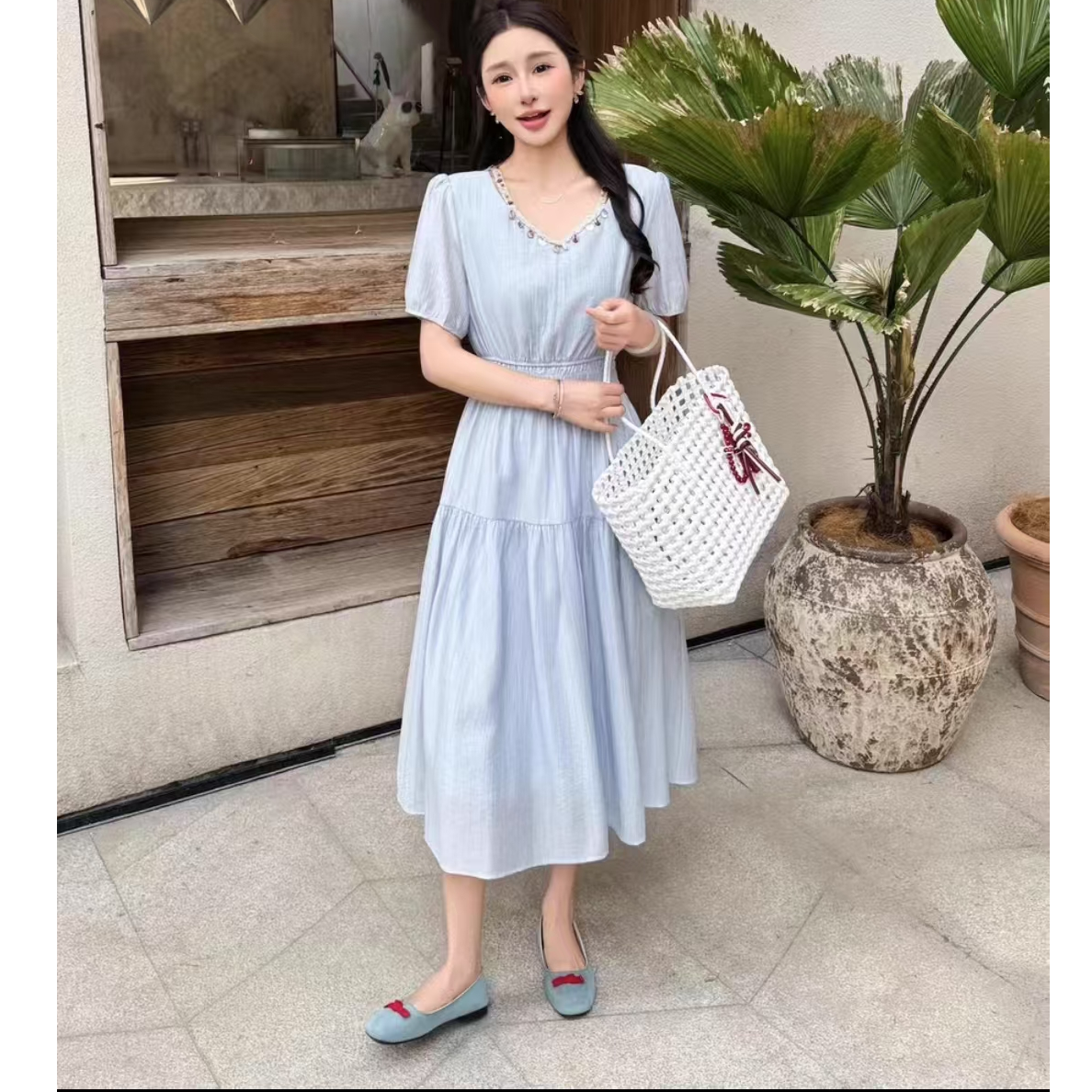 8556新款时尚百搭宽松显瘦连衣裙女设计感小众裙子