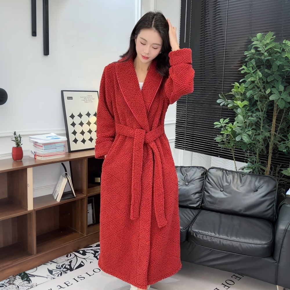 新款睡袍女款秋冬季情侣加绒加厚家居服男士睡衣珊瑚绒浴袍加长款